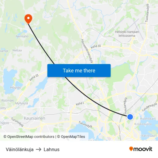 Väinölänkuja Lane to Lahnus map
