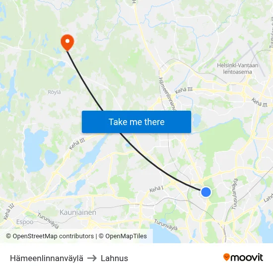 Hämeenlinnanväylä Avenue to Lahnus map