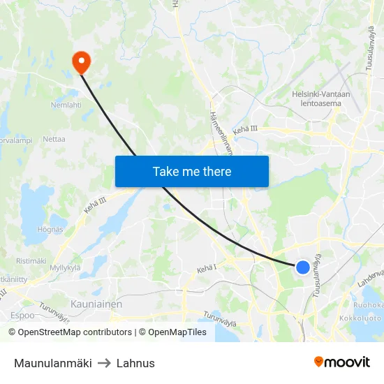 Maunula Hill to Lahnus map
