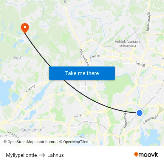 Myllypellontie to Lahnus map