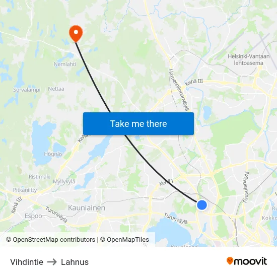 Vihti Road to Lahnus map