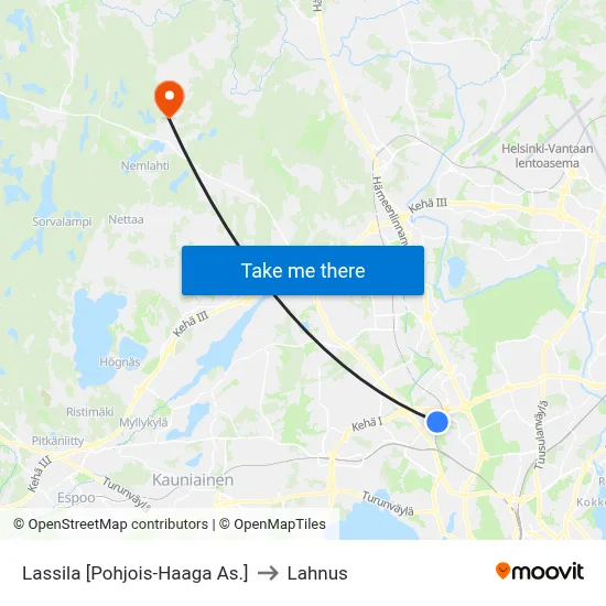 Lassila [North Haaga Station] to Lahnus map