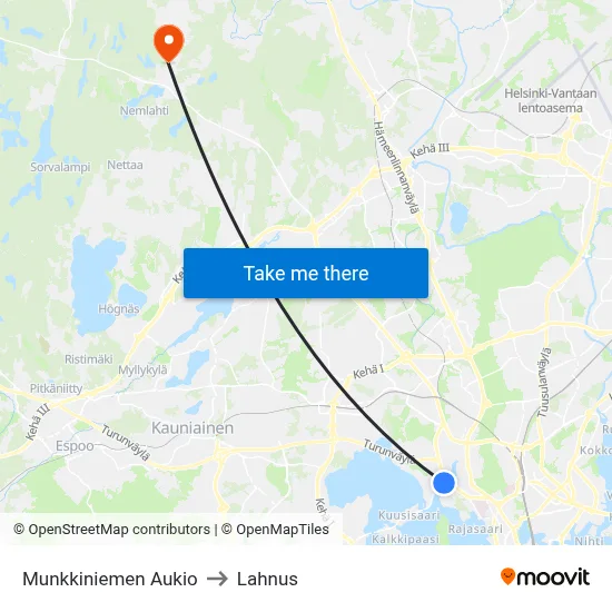Munkkiniemi Square to Lahnus map
