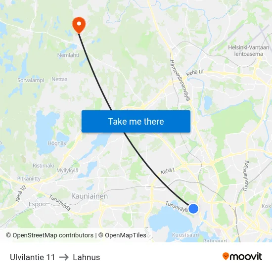 Ulvila Road 11 to Lahnus map