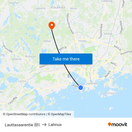 Lauttasaarentie Ⓜ️🛍️ to Lahnus map