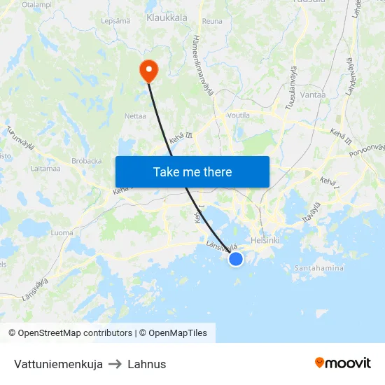 Vattuniemi Alley to Lahnus map