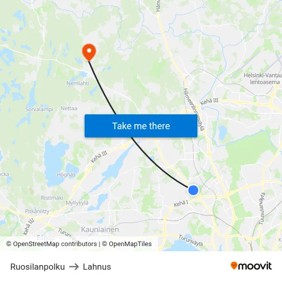Ruosila Path to Lahnus map