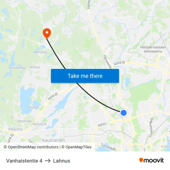 Vanhainen Road 4 to Lahnus map