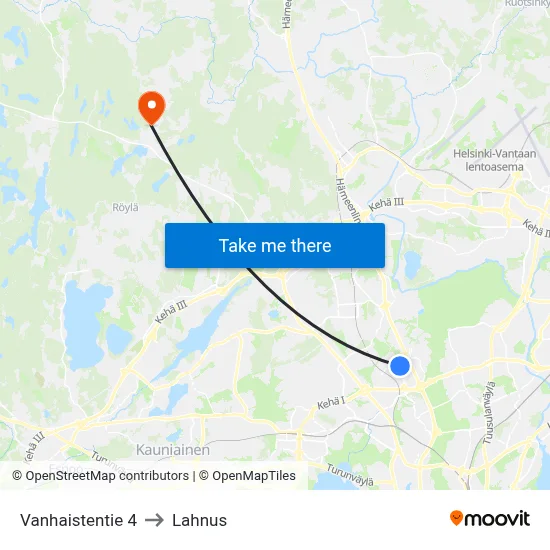 Vanhainen Road 4 to Lahnus map