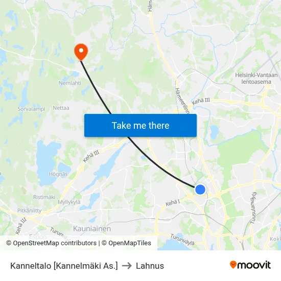 Kanneltalo [Kannelmaki Station] to Lahnus map