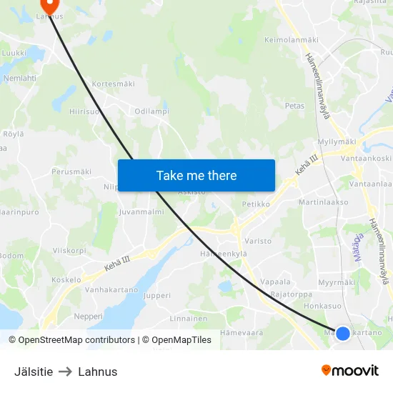 Jälsi Road to Lahnus map