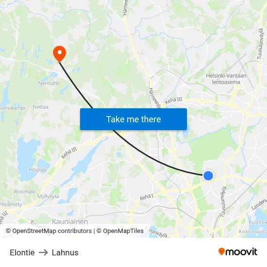 Elontie Road to Lahnus map