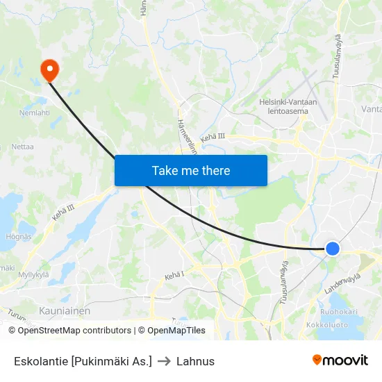 Eskolantie [Pukinmäki Station] to Lahnus map