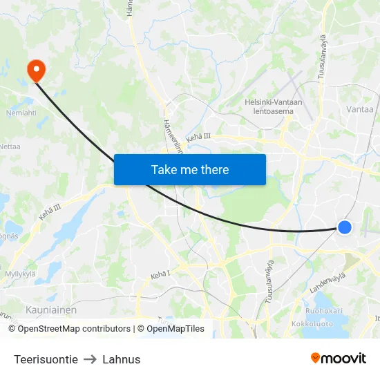 Teerisuo Road to Lahnus map