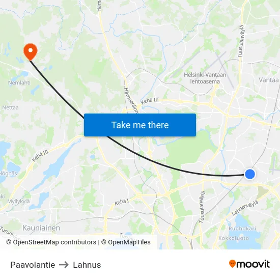 Paavolantie Road to Lahnus map