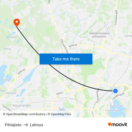 Pihlajisto to Lahnus map