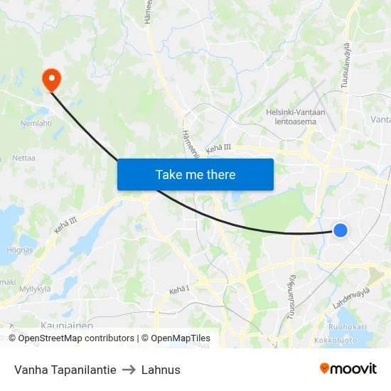 Old Tapanila Road to Lahnus map