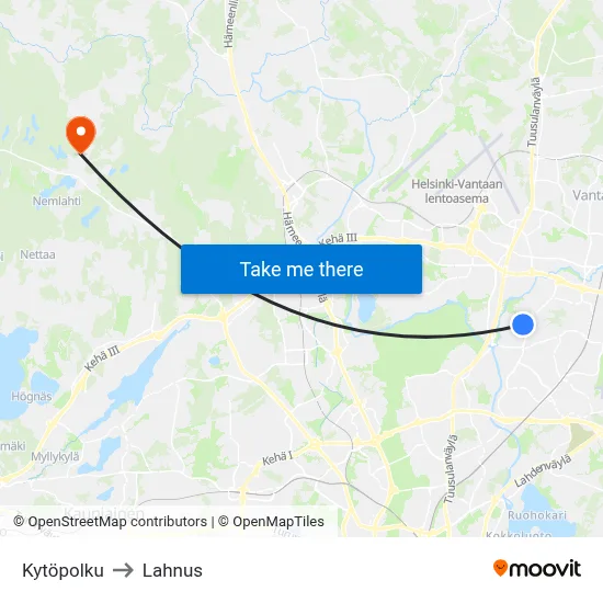 Kytöpolku to Lahnus map