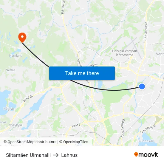 Siltamäki Swimming Hall to Lahnus map