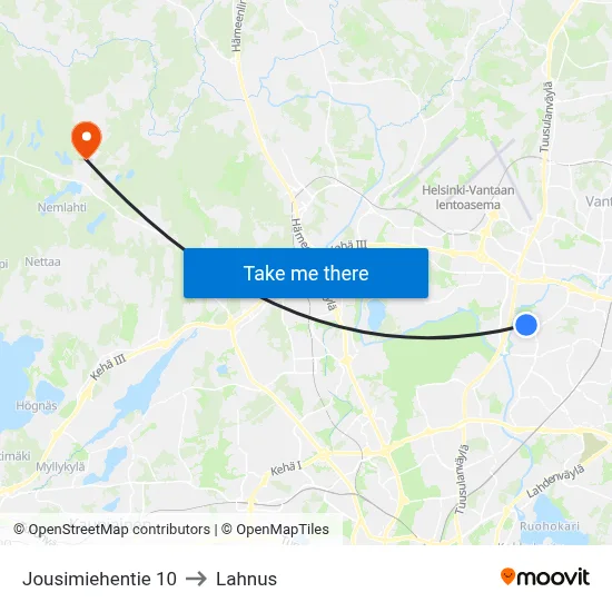 10 Jousimiehentie to Lahnus map