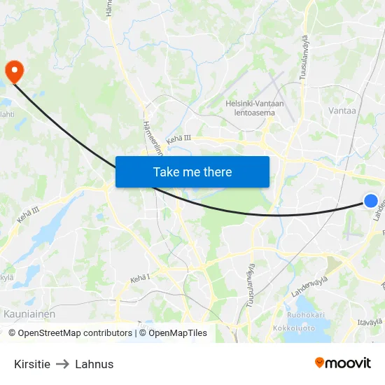 Kirsitie to Lahnus map