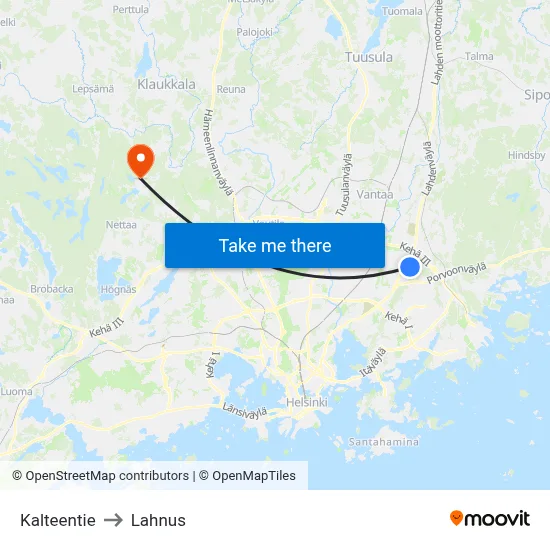 Kalteentie to Lahnus map