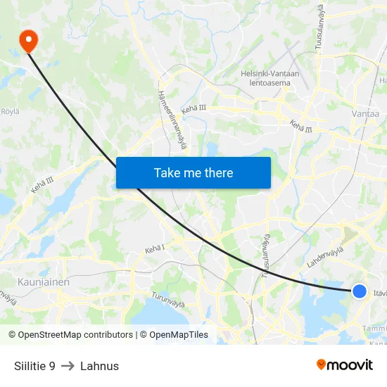 Siilitie 9 to Lahnus map