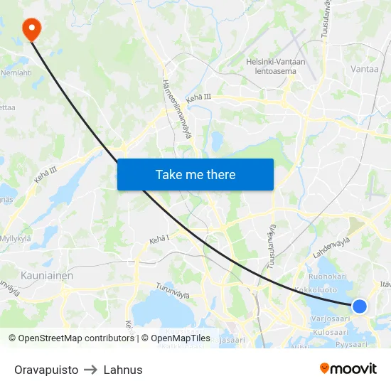 Squirrel Park to Lahnus map
