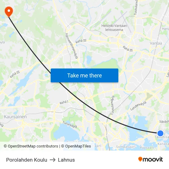 Porolahti School to Lahnus map