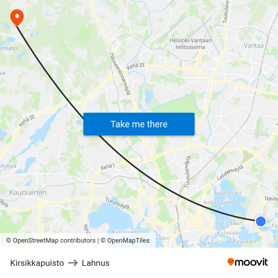 Cherry Park to Lahnus map