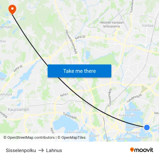 Sissele Path to Lahnus map
