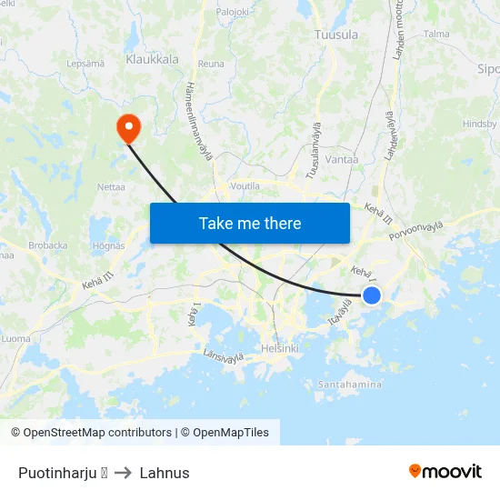 Puotinharju 🛍️ to Lahnus map