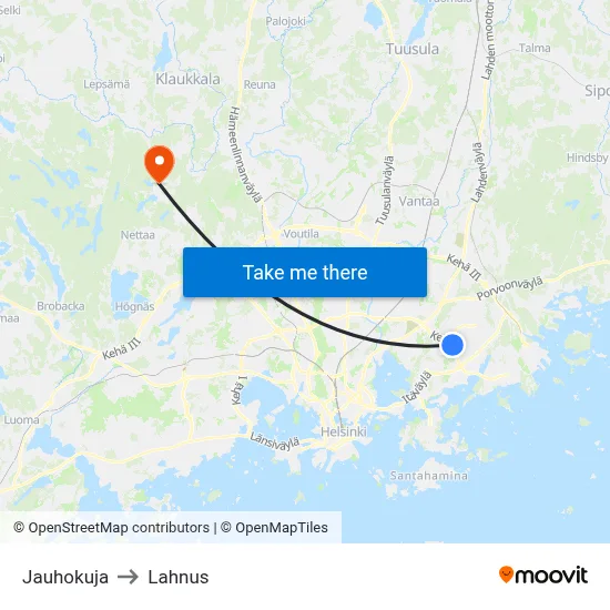 Jauhokuja to Lahnus map