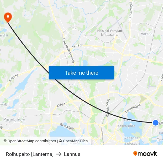 Roihupelto [Lanterna] to Lahnus map