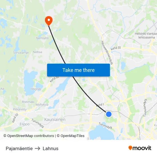 Pajamäki Road to Lahnus map