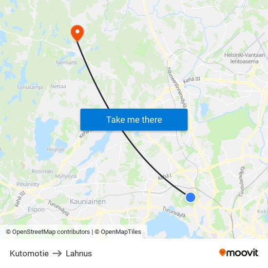 Kutomotie to Lahnus map