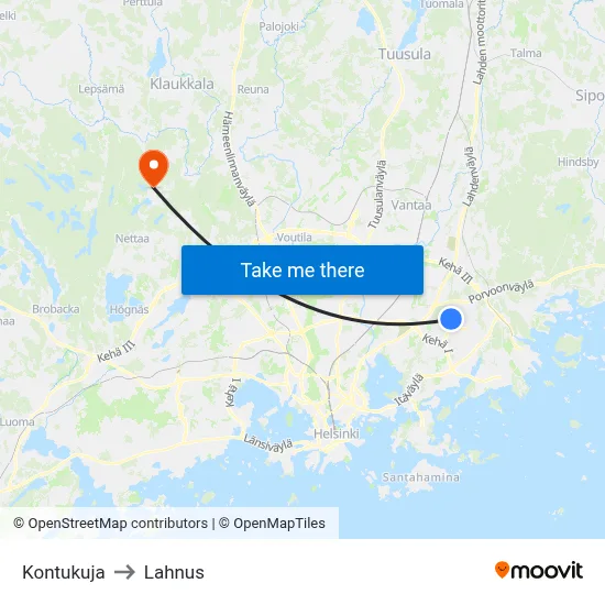 Kontu Lane to Lahnus map