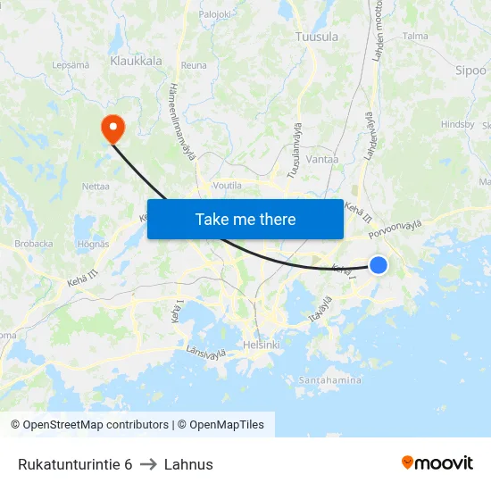 Rukatunturi Road 6 to Lahnus map