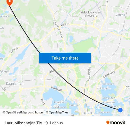 Lauri Mikonpojan Tie to Lahnus map