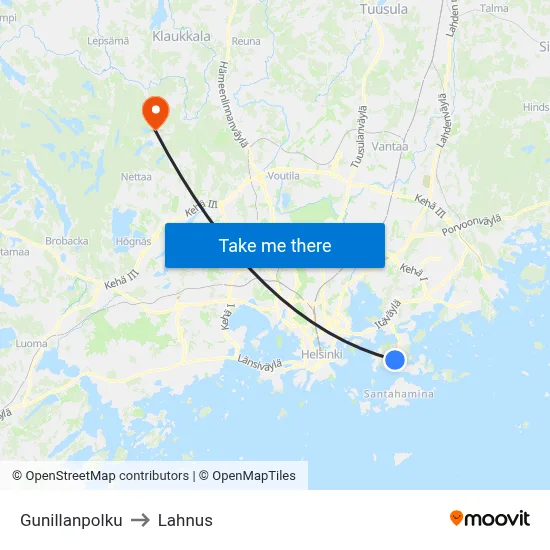 Gunillanpolku to Lahnus map