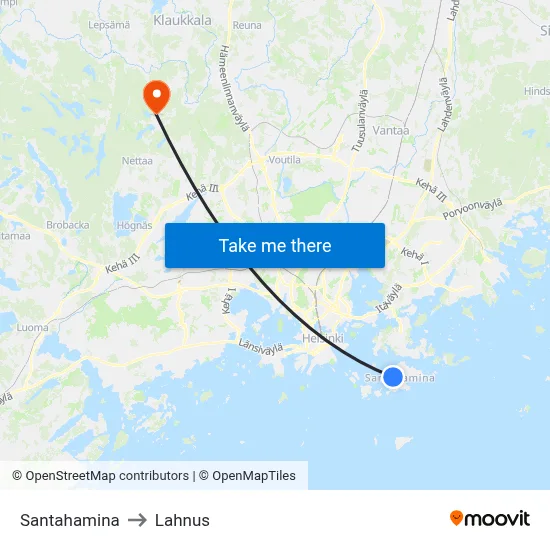Santahamina to Lahnus map