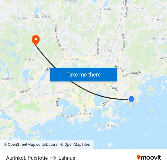 Aurinkola Park Road to Lahnus map
