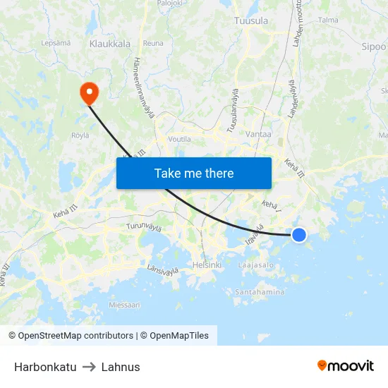 Harbon Street to Lahnus map