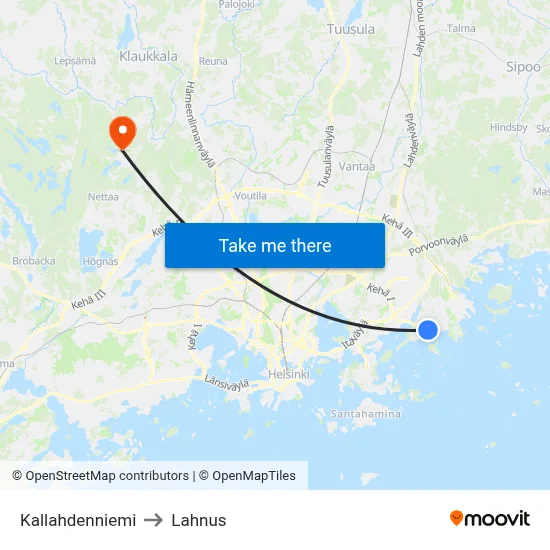 Kallahti Peninsula to Lahnus map
