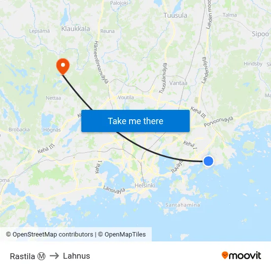 Rastila Ⓜ️ to Lahnus map