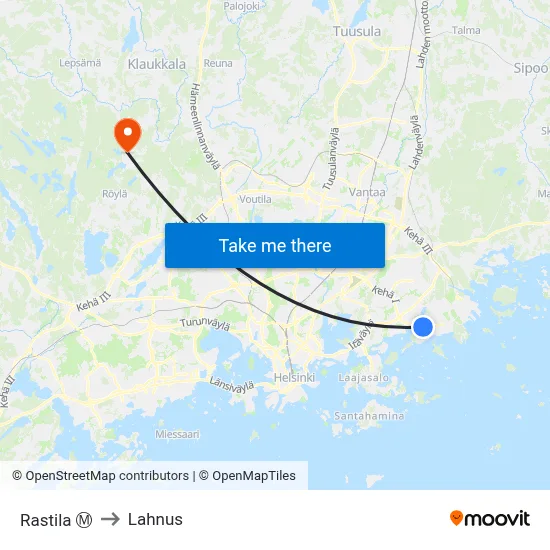 Rastila Ⓜ️ to Lahnus map
