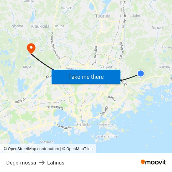 Degermossa to Lahnus map