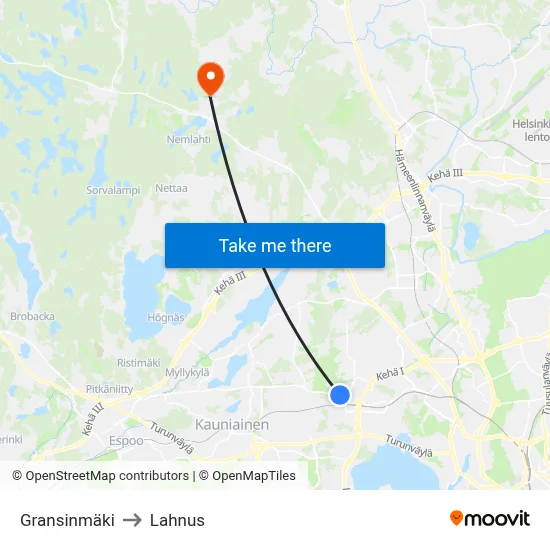 Gransinmäki to Lahnus map