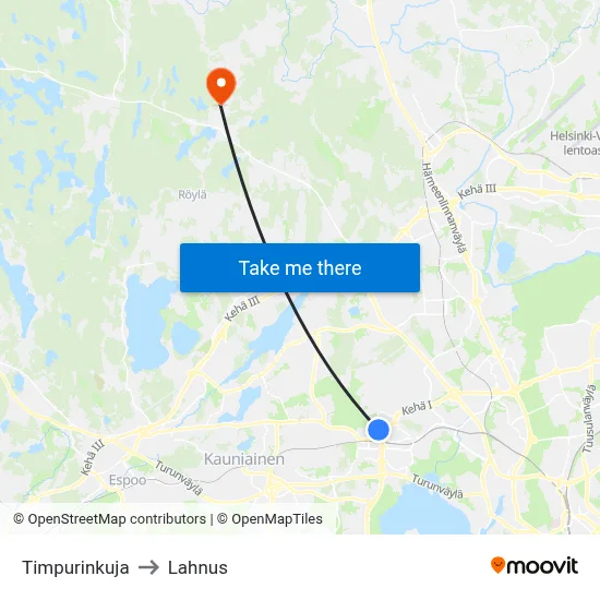 Timpuri Lane to Lahnus map