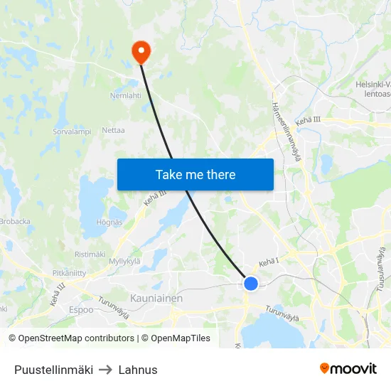 Puustellinmaki to Lahnus map